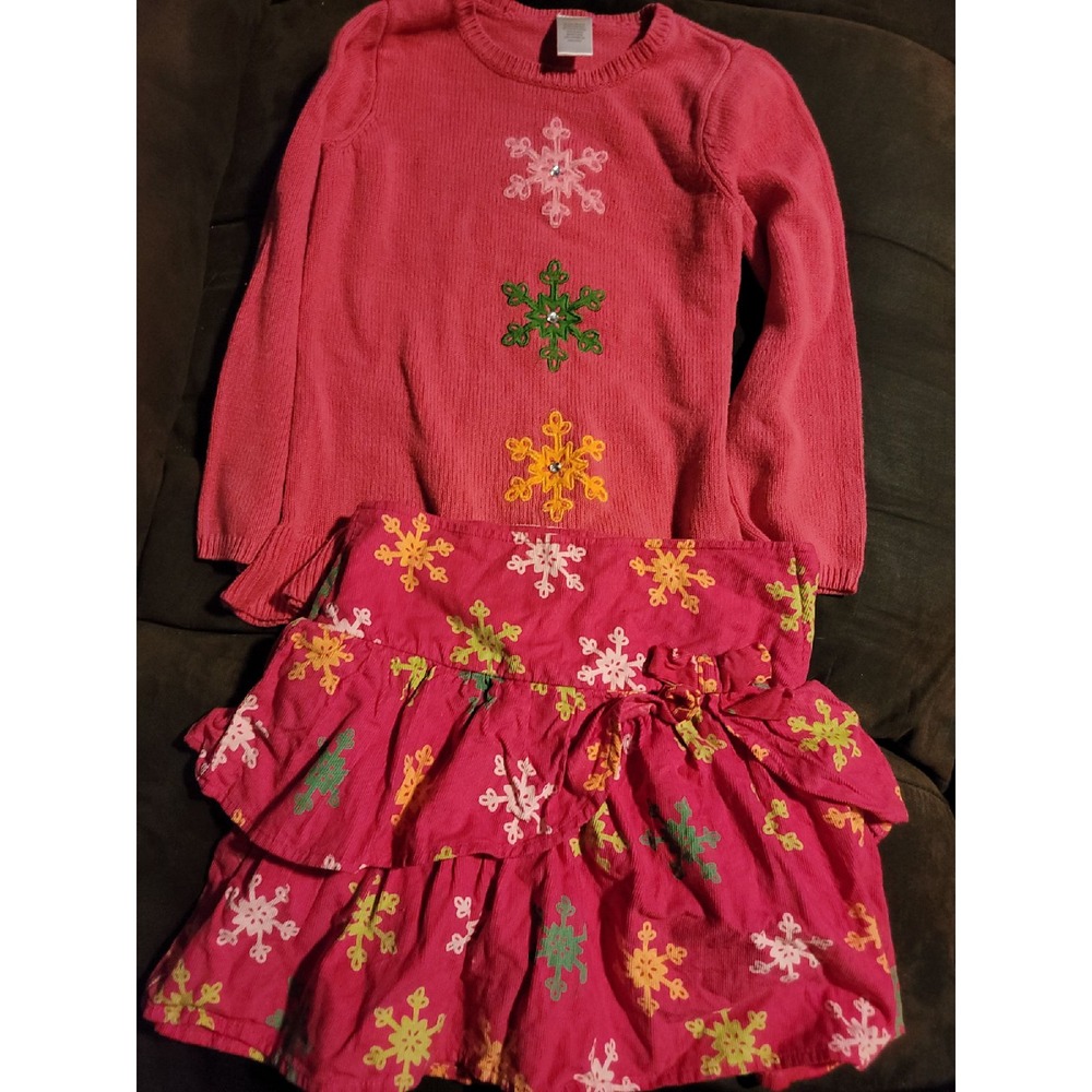 Gymboree cheery all the way sweater‎ 5 6 and skirt size 6